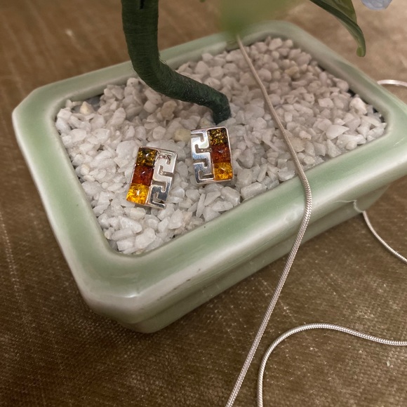 Vintage Baltic Amber “925 Silver Necklace/earrings - Picture 5 of 10